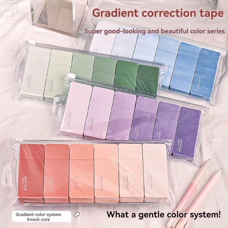 Correction Tape Roller - 6 stuks schattige macaron-correctietape Kawaii corrector
