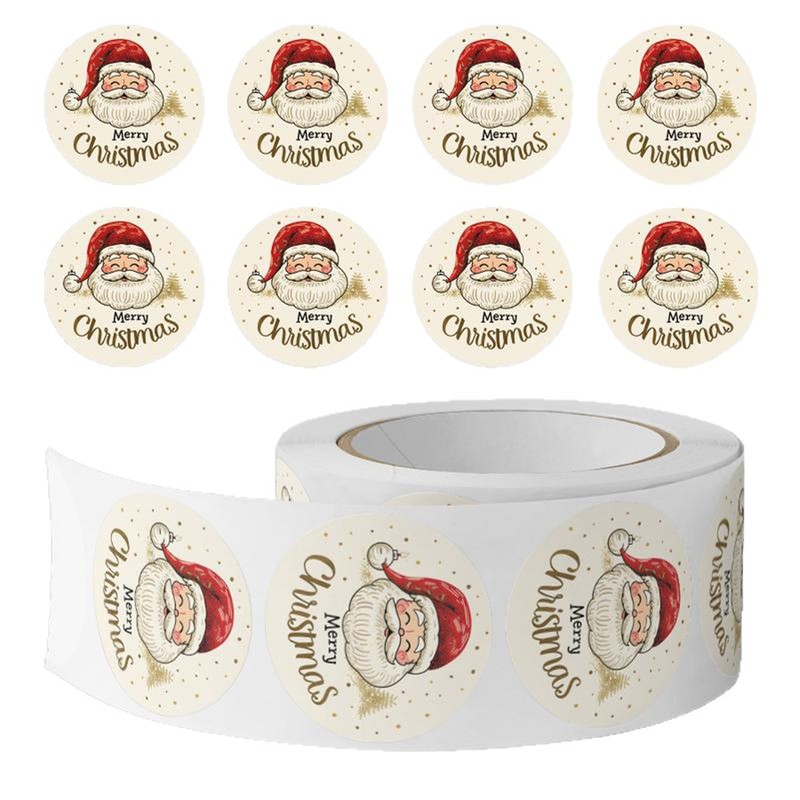 Sticker Label Roll - 500 stuks/rol Kerstman-stickers, vrolijk kerstmis, zelfklevende